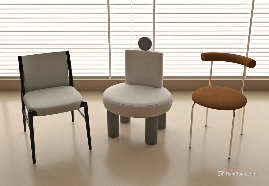 Modern Children's Chairs With Various Designs Comfortable Seats And Sturdy Supportive Legs 3d model 