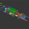 Detailed Automotive Parts With Yellow Casing And Blue Mechanical Components