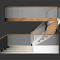 Modern Spiral Staircase Design Featuring Wooden Steps And Transparent Glass Railings