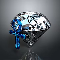 Polished Crystal Diamond Shaped Decorative Household Item With Blue Ankh Symbol