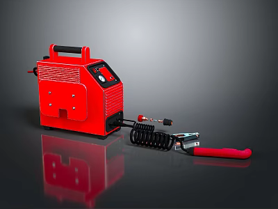 Red Tank Shaped Welding Equipment With Coil And Handle 3d model