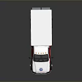 White and Red Ambulance Emergency Vehicle with Medical Symbol and Red Lights