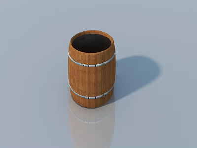 Wooden Side Hinged Door With Metal Hoops Design For Home Decoration 3d model