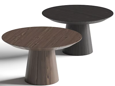 Stylish Modern Round Wooden Dining Tables In Two Different Colors With Pedestal Base Design 3d model