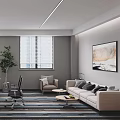 Modern Office Interior Design With Wooden Desk Office Chair Sofa Coffee Table And Potted Plant