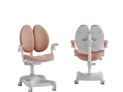 Adjustable Kids Chair With Double Flap Backrest Pink Seat Armrests And Wheels 3d model