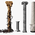 Ornate Classical Columns With Vines Decorative Carvings And Various Capital Designs