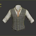 Fashionable Gray Vest Outfit With White Shirt Red Checkered Tie And Rolled Up Cuffs