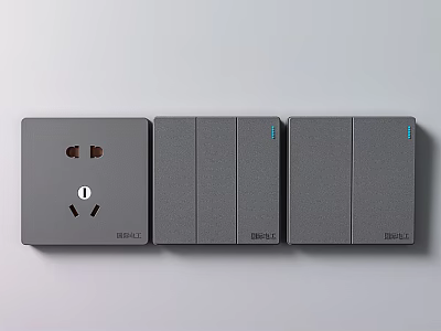 Siemens Gray Switch Panel with Socket Switches and Blue Indicator Lights 3d model