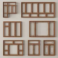 Wooden Casement Windows With Various Frame Designs And Interior Decor Styles 3d model