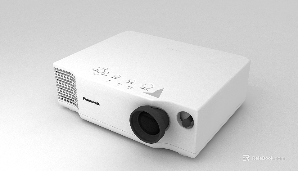 Panasonic White Projector For Projection Monitoring With Lens Control Buttons 3d model 