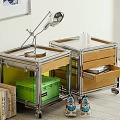 Modern Entryway Cabinet And Side Cabinet With Wooden Drawers Metal Frame Storage Boxes And Shoes
