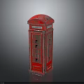 Vintage Red Telephone Booth With Classic Design And Retro Style Decorative Equipment