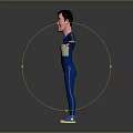 3D Character Wearing Blue Bodysuit With Number 4 On Chest Standing With Outstretched Arms