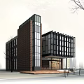 Modern Sales Office Building With Glass Facade And Structural Design Elements