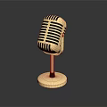 Vintage Golden Microphone Design With Classic Stand And Reflective Base