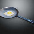 Delicious Fried Egg Cooked In A Frying Pan With Runny Yolk On Dark Background