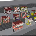 Colorful Outdoor Food Kiosks With Various Designs And Commercial Vending Structures