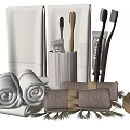 Luxury Rolled and Folded Bath Towels with Bathroom Accessories Toothbrushes and Brushes
