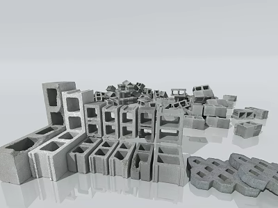 brick pile brick cement brick hollow brick fired brick fire brick ordinary brick cement brick building material masonry wall solid brick perforated brick material 3d model