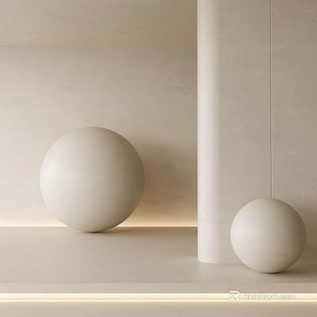 Minimalist Ground With Spherical Objects And Column 3d model