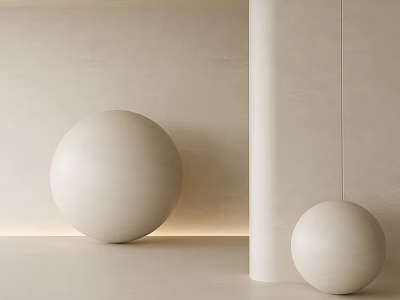 Minimalist Ground With Spherical Objects And Column 3d model
