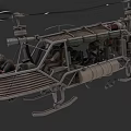 Steampunk Weaponized Helicopter Vehicle With Propellers Cockpit And Weapon Systems 3d model