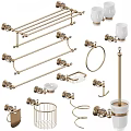 Brass Bathroom Accessories Set With Towel Racks Hooks Soap Dishes And Crystal Accents