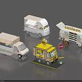 Mobile Canteen Food Trucks In Various Styles With Awning Service Window And Stop Sign Platform