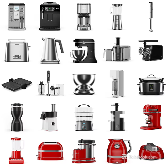 Various Daily Electrical Appliances Including Toaster Kettle Blender And Coffee Maker 3d model 