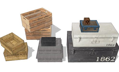 Modern Box Containers Box Wooden Box 3d model