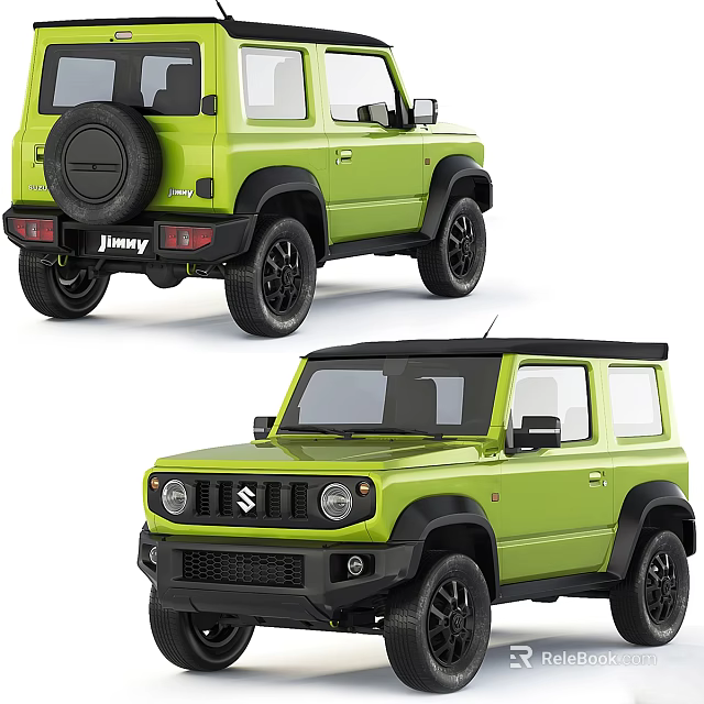 Green Suzuki Jimny Off Road Car Front And Rear Views 3d model 
