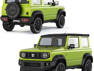 Green Suzuki Jimny Off Road Car Front And Rear Views 3d model