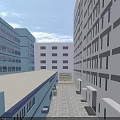 Modern Multi Storey Industrial Factory Building With Large Windows Lawn And Trees