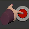 Everyday Household Products Featuring Hand Pressing Red Button on Dark Background
