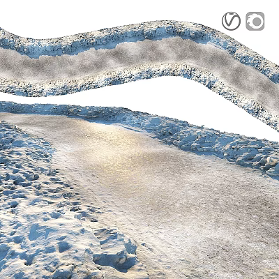 Winter Themed Frozen Food Display With Snowy Ice And Footprints 3d model