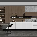 Modern Kitchen Interior With Wooden Accents White Cabinets Island Counter And Bar Stools