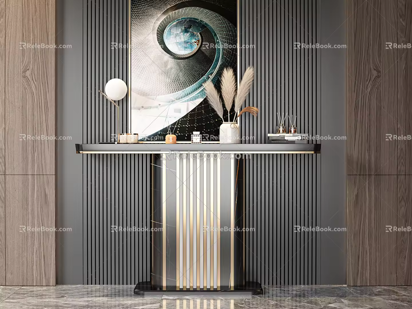 Light Luxury End View Table Entrance Cabinet End View Table 3d model