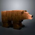 3D Pixelated Block Style Bear Model In Digital Art Rendering 3d model