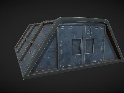 Industrial Equipment Heavy Duty Metal Structure With Sloped Top Double Doors And Number 4 For Industrial Applications 3d model