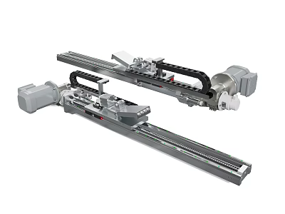 Industrial Linear Motion Guide Rail Systems With Precision Motors And Sliders 3d model
