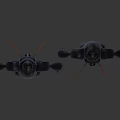 Sci Fi Robot Characters With Mechanical Design Holding Hands In Black And Orange