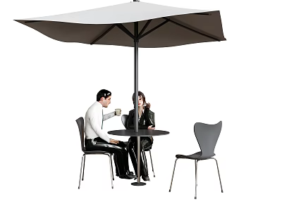 Outdoor Table and Chair Outdoor Chair Leisure Chair Outdoor Table Parasol Man Sitting 3d model