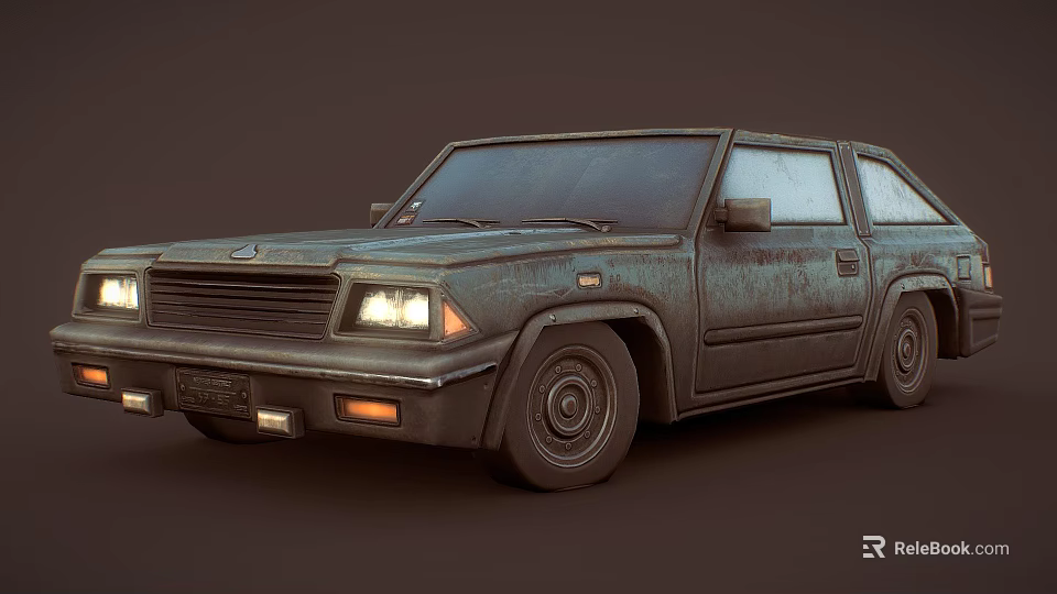 Vintage Rusty Car With Classic Old Design And Weathered Exterior Details 3d model 