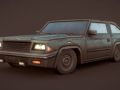 Vintage Rusty Car With Classic Old Design And Weathered Exterior Details 3d model