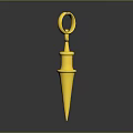 Golden Sculpture with Ring Top Conical Shape Polished Metal Surface on Dark Background with Reflection