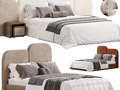 Modern Kids Bed With Soft Headboard Comfortable Mattress And Cozy Pillows 3d model