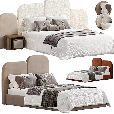 Modern Kids Bed With Soft Headboard Comfortable Mattress And Cozy Pillows 3d model