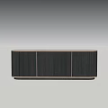 Sleek Modern Black TV Stand with Wooden Texture and Light Trim Design