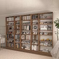 Cozy Study Room Interior With Wooden Bookshelves Filled With Books Photo Frames And Decorative Items